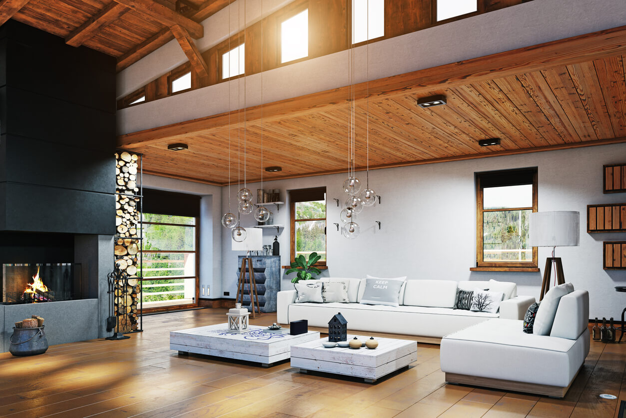 intérieur d'un chalet LMNP avec une décoration rustique tout en bois. Le cadre idéal pour profiter de son séjour en montagne.